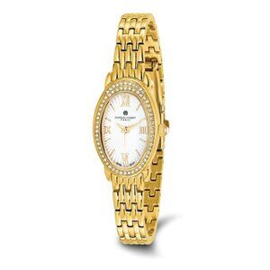 Charles Hubert Ladies Gold Tone Watch - Swarovski Crystal Bezel - 21x32mm